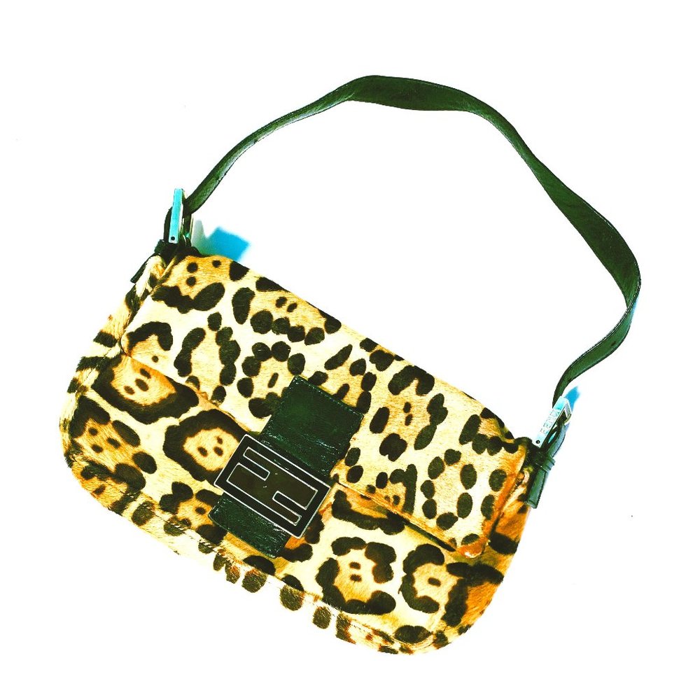 Fendi Leopard Pony Baguette Bag